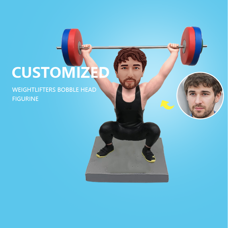 Use Your Photos Customized Weightlifters Bobble Head Figurine