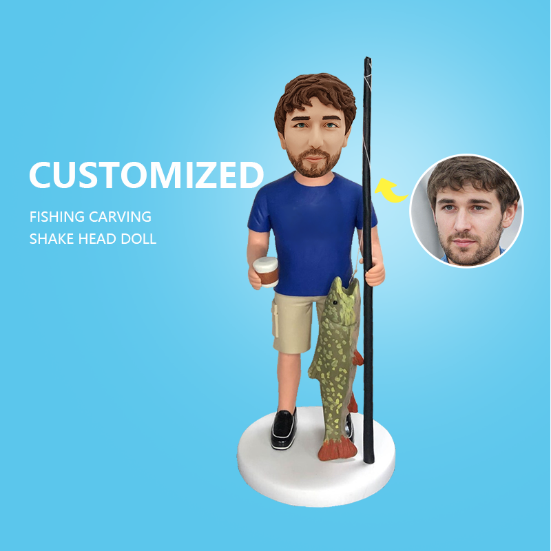 Customized Fishing Carving Shake Head Doll